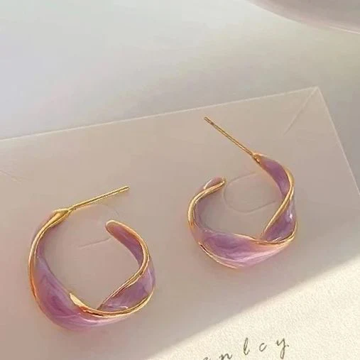 LilacTwistedHoopEarrings
