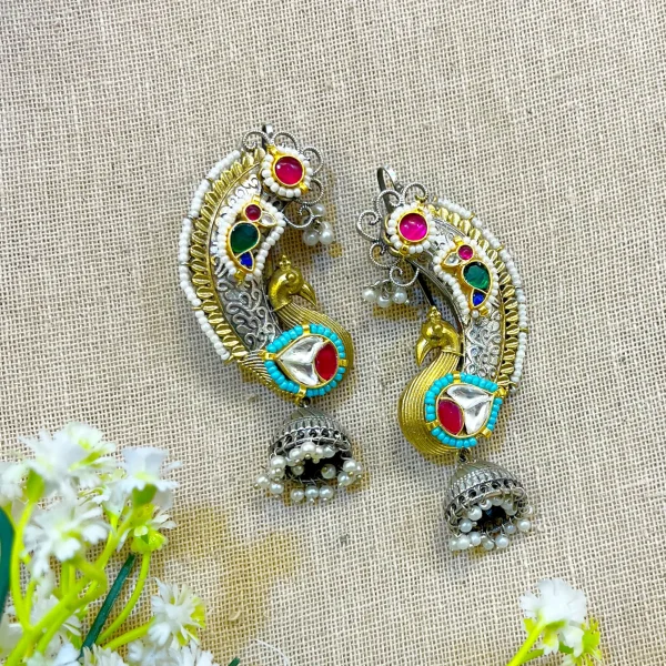 Silver Look Alike Kundan Earcuffs